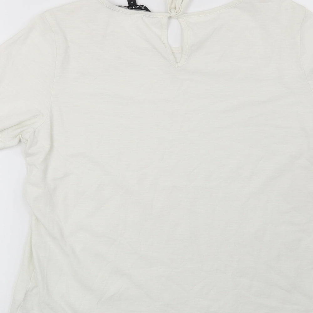 Bonmarché Womens White Geometric Basic T-Shirt Size 10