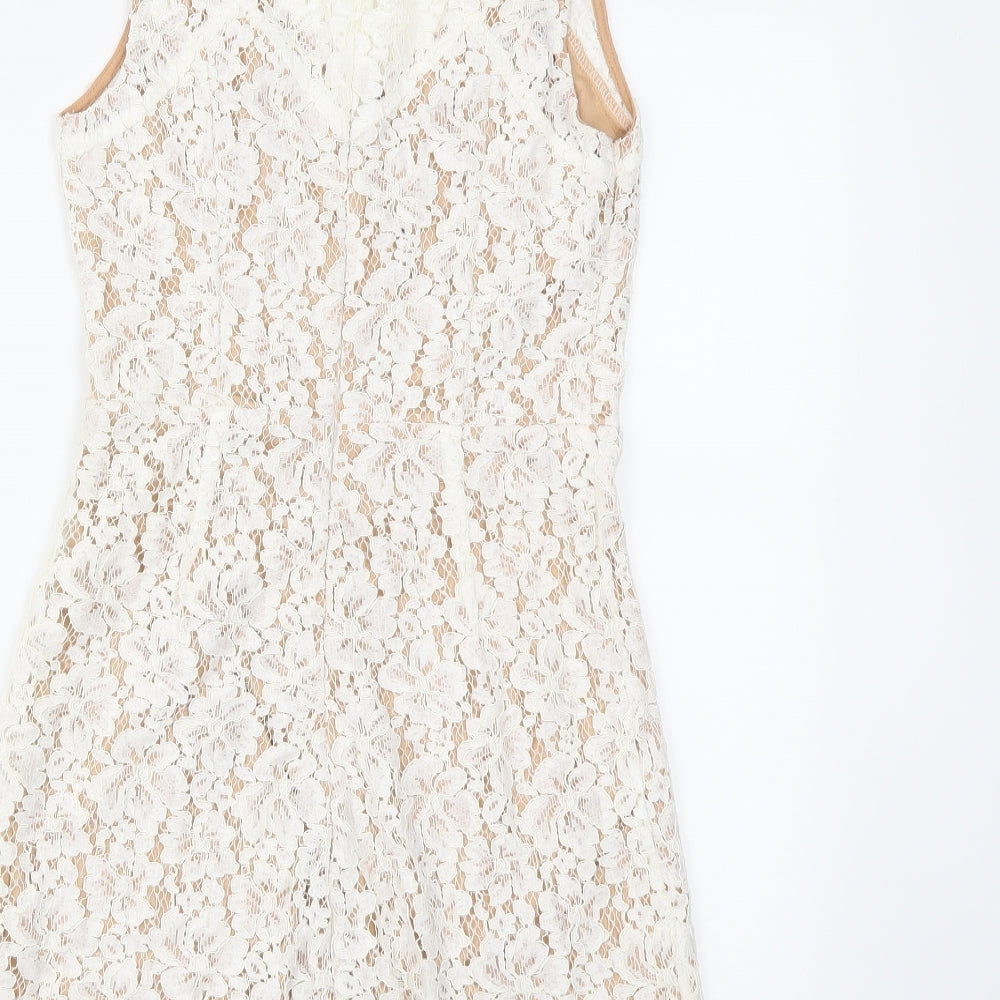 fiona&co Womens Ivory Floral Skater Dress Size S