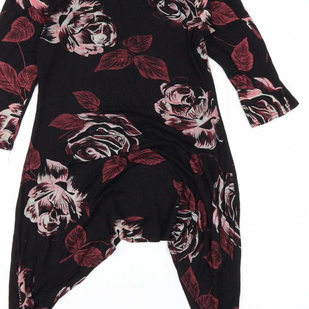 Miso Womens Black Floral Basic Blouse Size 10