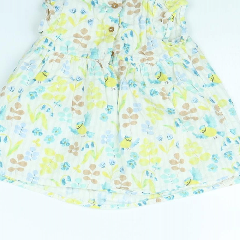 Marks & Spencer Girls Yellow Floral Fit & Flare Size 3-6 Months
