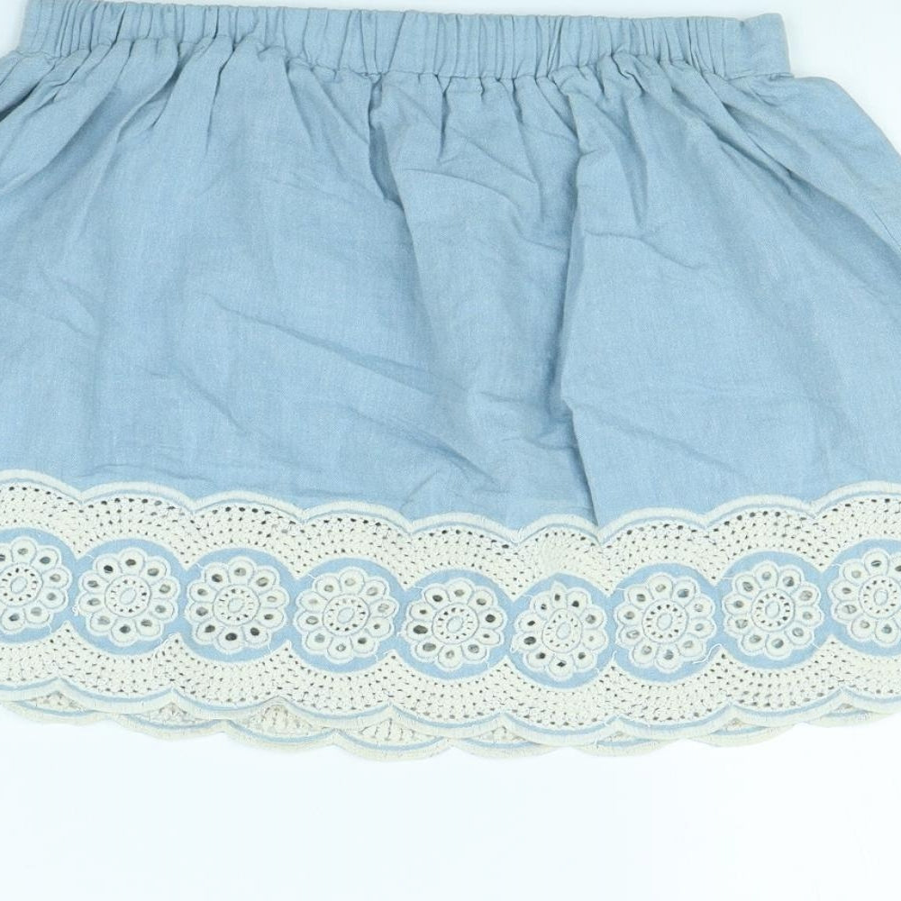 Denim & Co. Womens Blue Flare Skirt Size 12