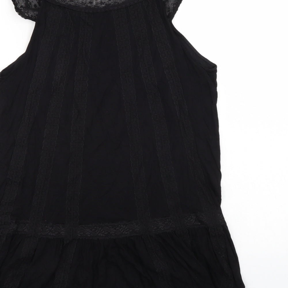 Warehouse Womens Black Basic Blouse Size 12 - lace outer