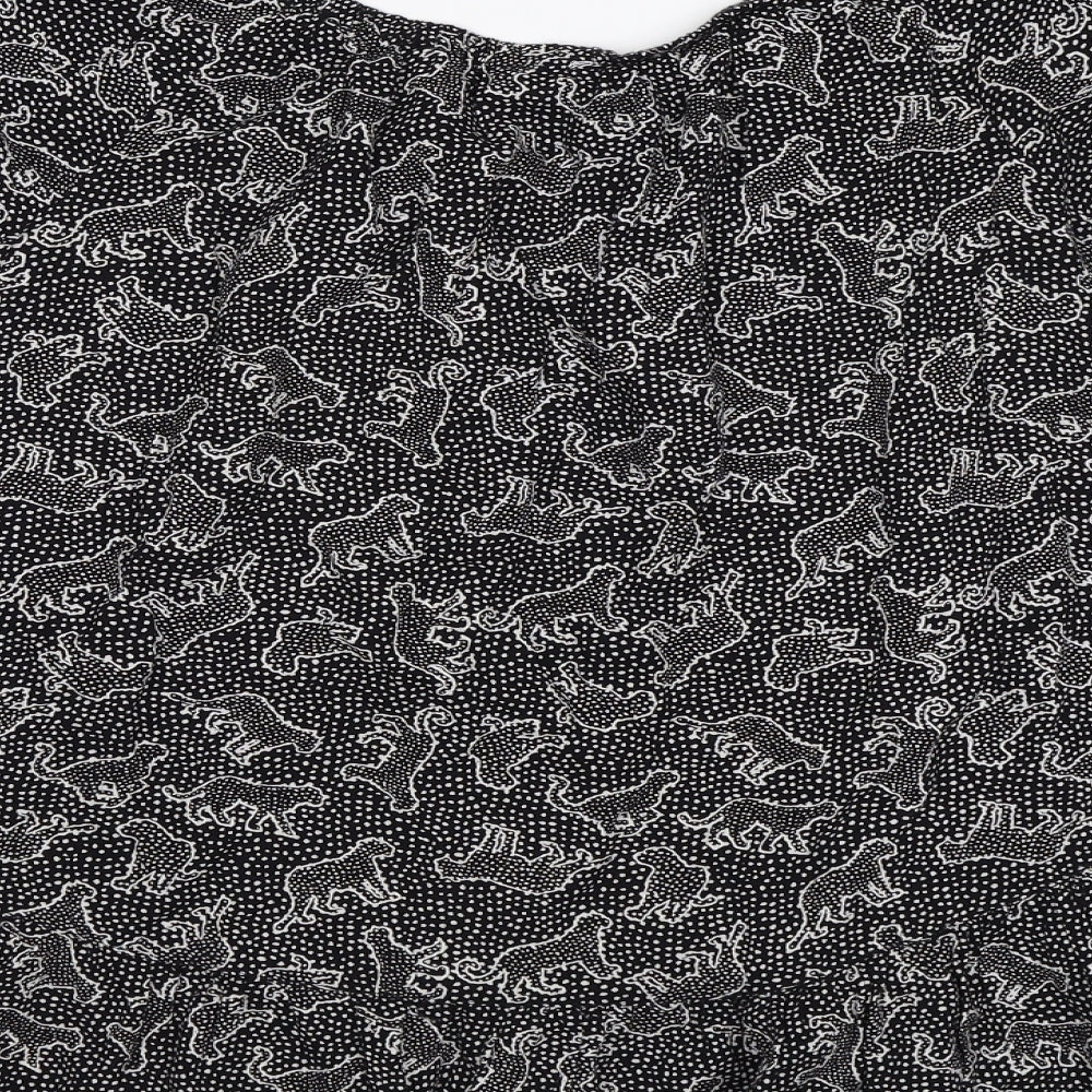 F&F Girls Black Animal Print Basic Blouse Size 12-13 Years