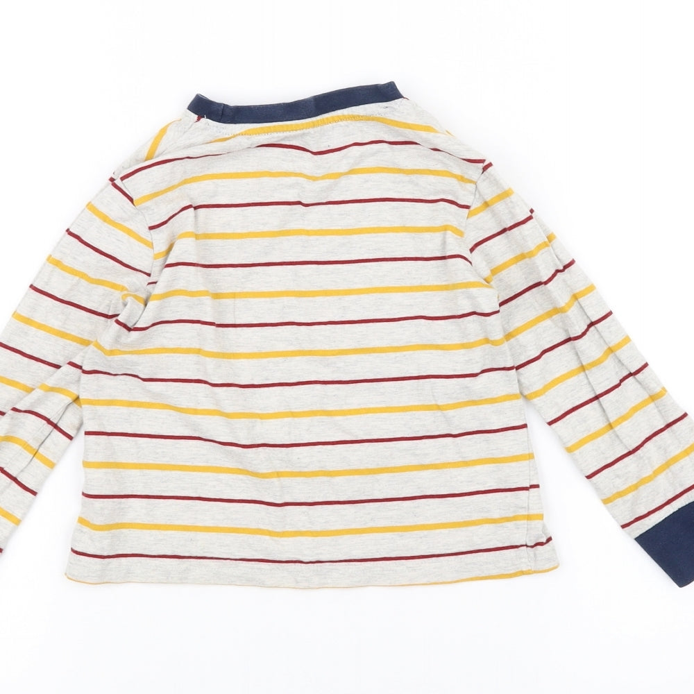 F&F Girls Grey Striped Basic T-Shirt Size 3-4 Years