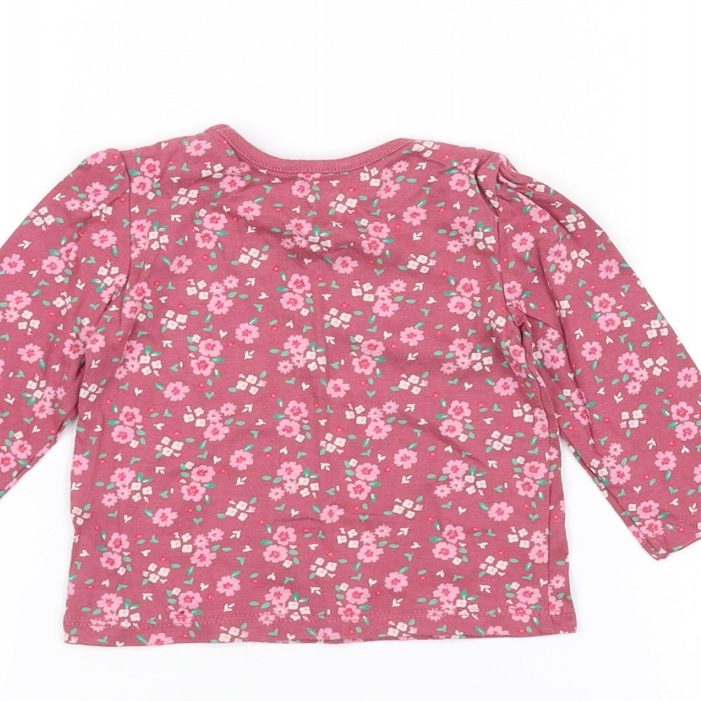 Earlydays Baby Pink Floral Basic T-Shirt Size 6-9 Months