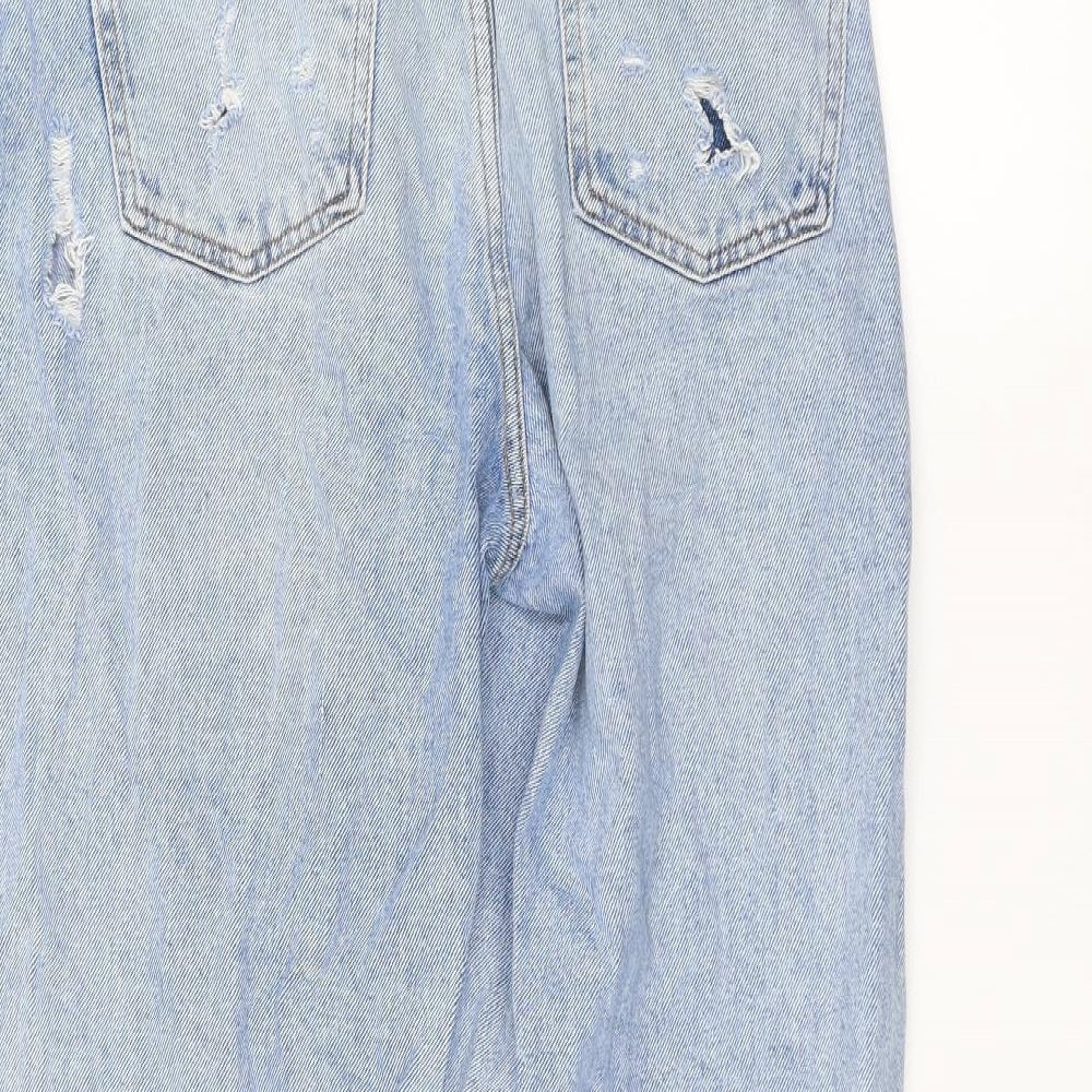 Denim & Co. Womens Blue Denim Straight Jeans Size 10 L27 in - ripped details