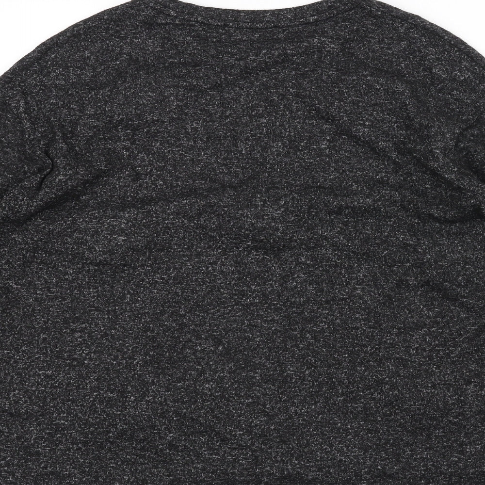 Zara Womens Black Basic T-Shirt Size S - Flower Detail