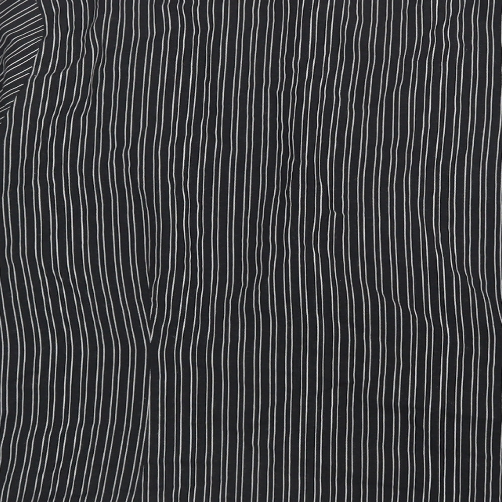 EWM Womens Black Striped Basic Button-Up Size 18