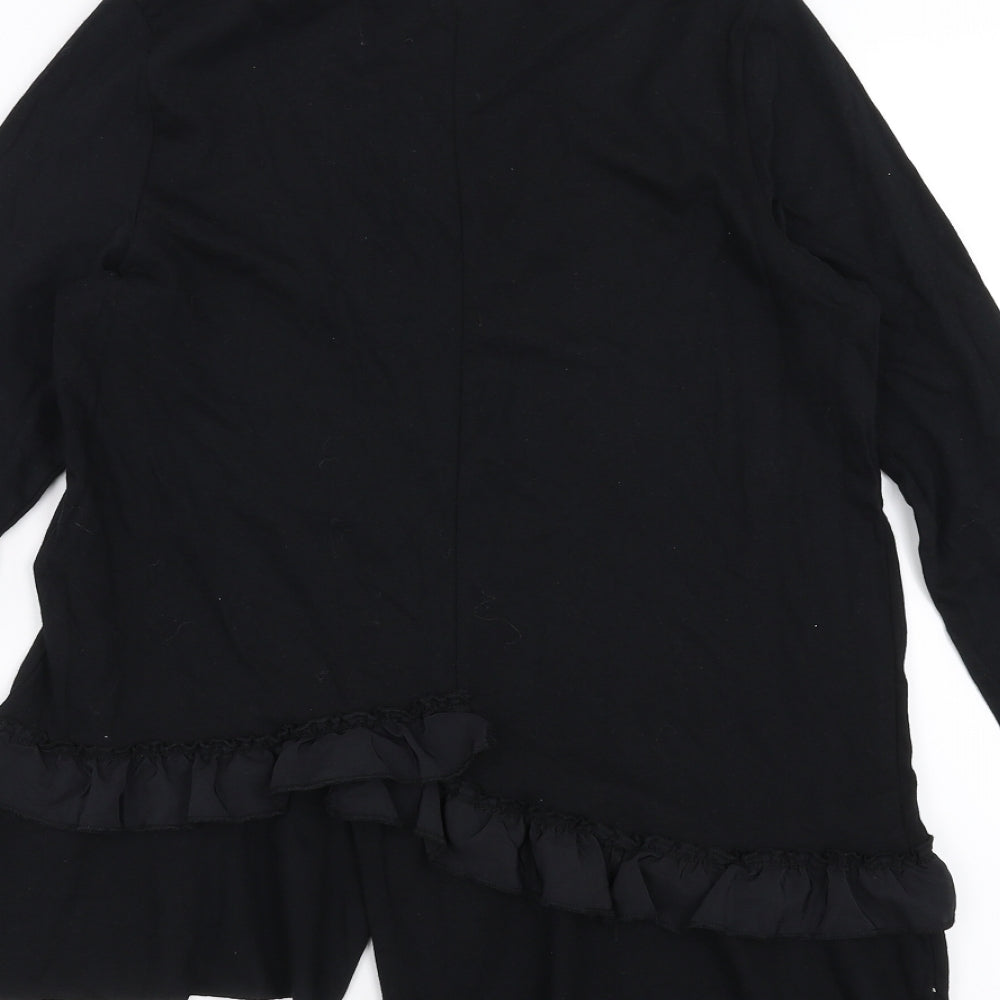 River Island Womens Black Basic T-Shirt Size 8 - ruffle hem