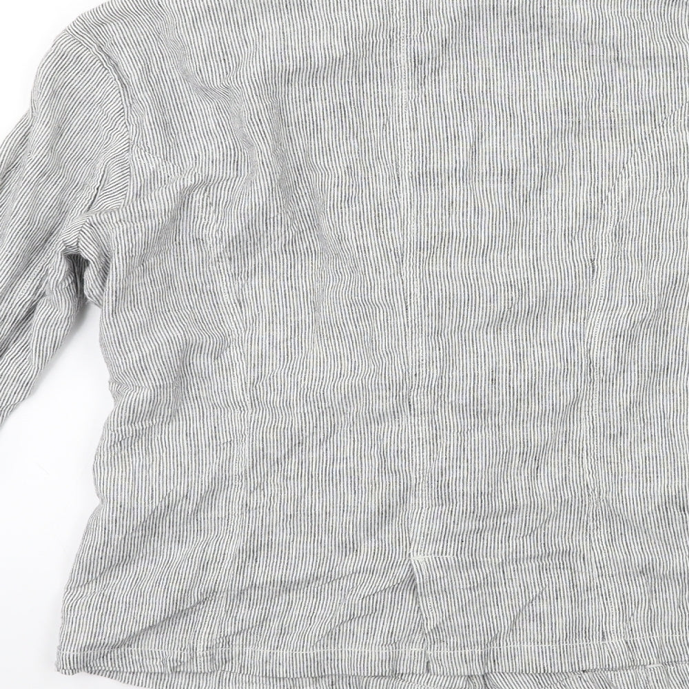M&Co Womens Grey Striped Jacket Blazer Size 8