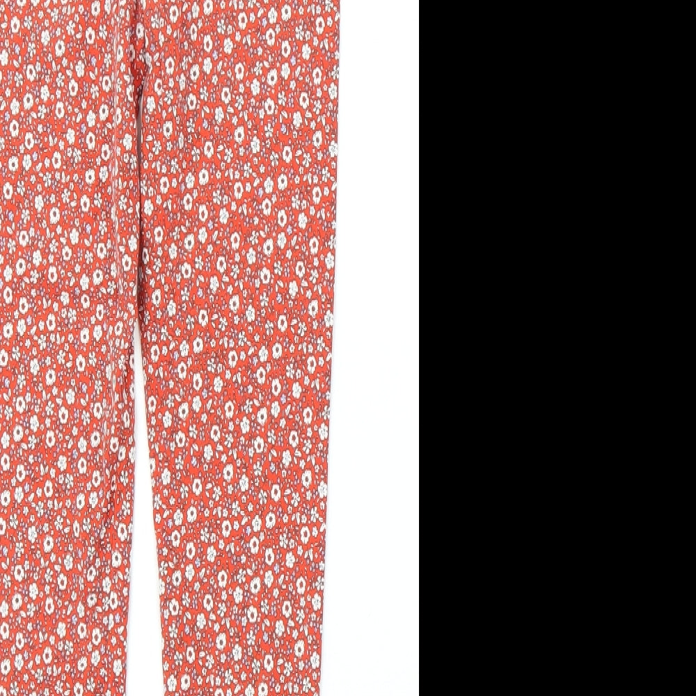 TU Girls Red Floral Capri Trousers Size 9 Years
