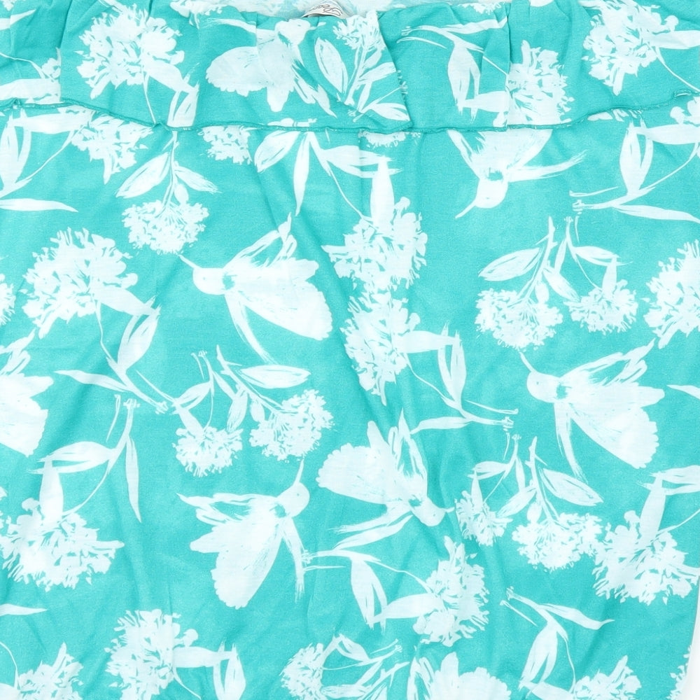 Peacocks Womens Green Floral Basic Blouse Size XL