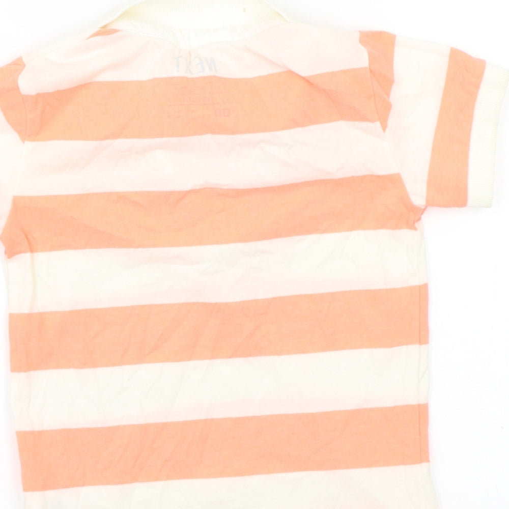 NEXT Girls Orange Striped Basic Polo Size 3-4 Years
