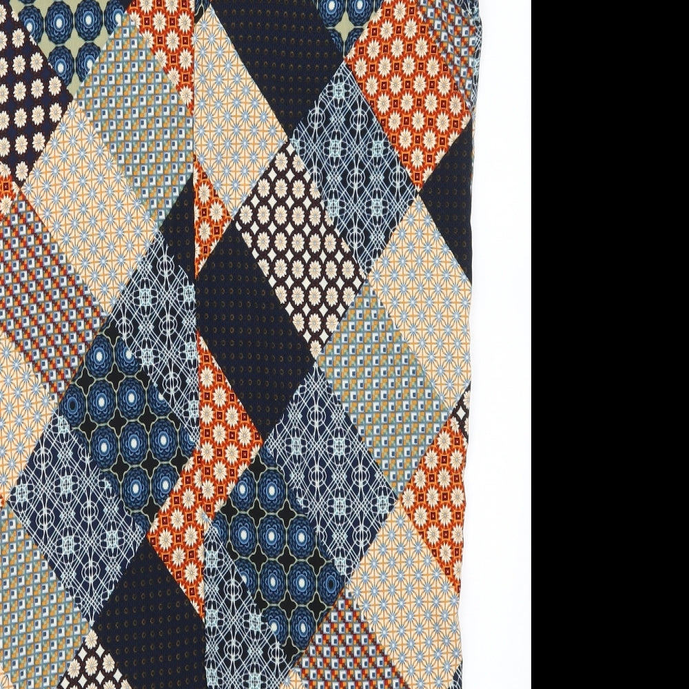 Boohoo Womens Blue Geometric Tank Dress Size 10 - Orange