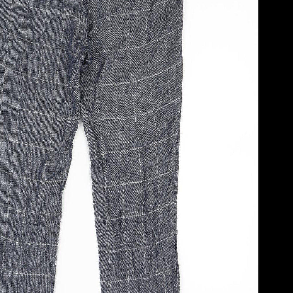 Atmosphere Womens Blue Check Trousers Size 8 L24 in