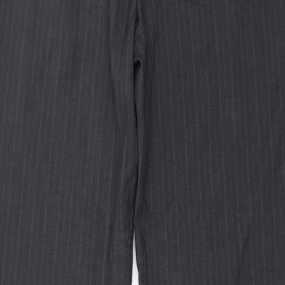 Marks and Spencer Womens Grey Striped Trousers Size 14 L30 in