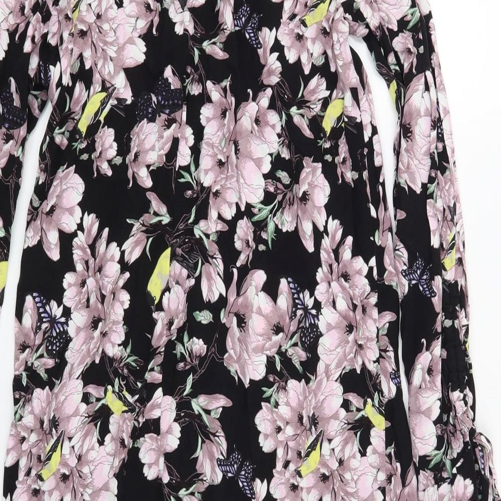 H&M Womens Black Floral Shift Size 4
