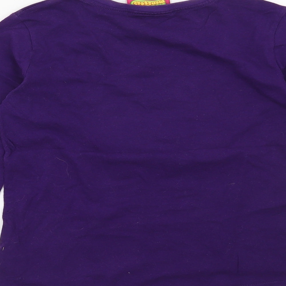 Preworn Girls Purple Basic T-Shirt Size 7-8 Years - Moshi Monsters