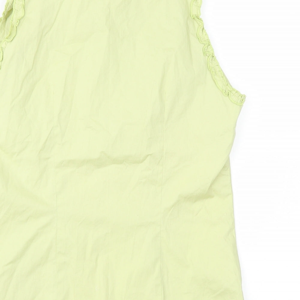 An Miss Club Womens Green Basic Button-Up Size L