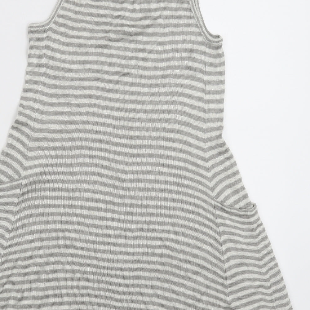Influence Womens Grey Striped Knit Pullover Jumper Size S