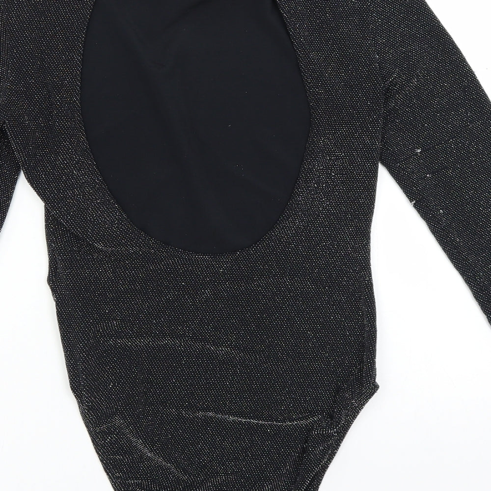 H&M Womens Black Bodysuit One-Piece Size M - Sparkly open back