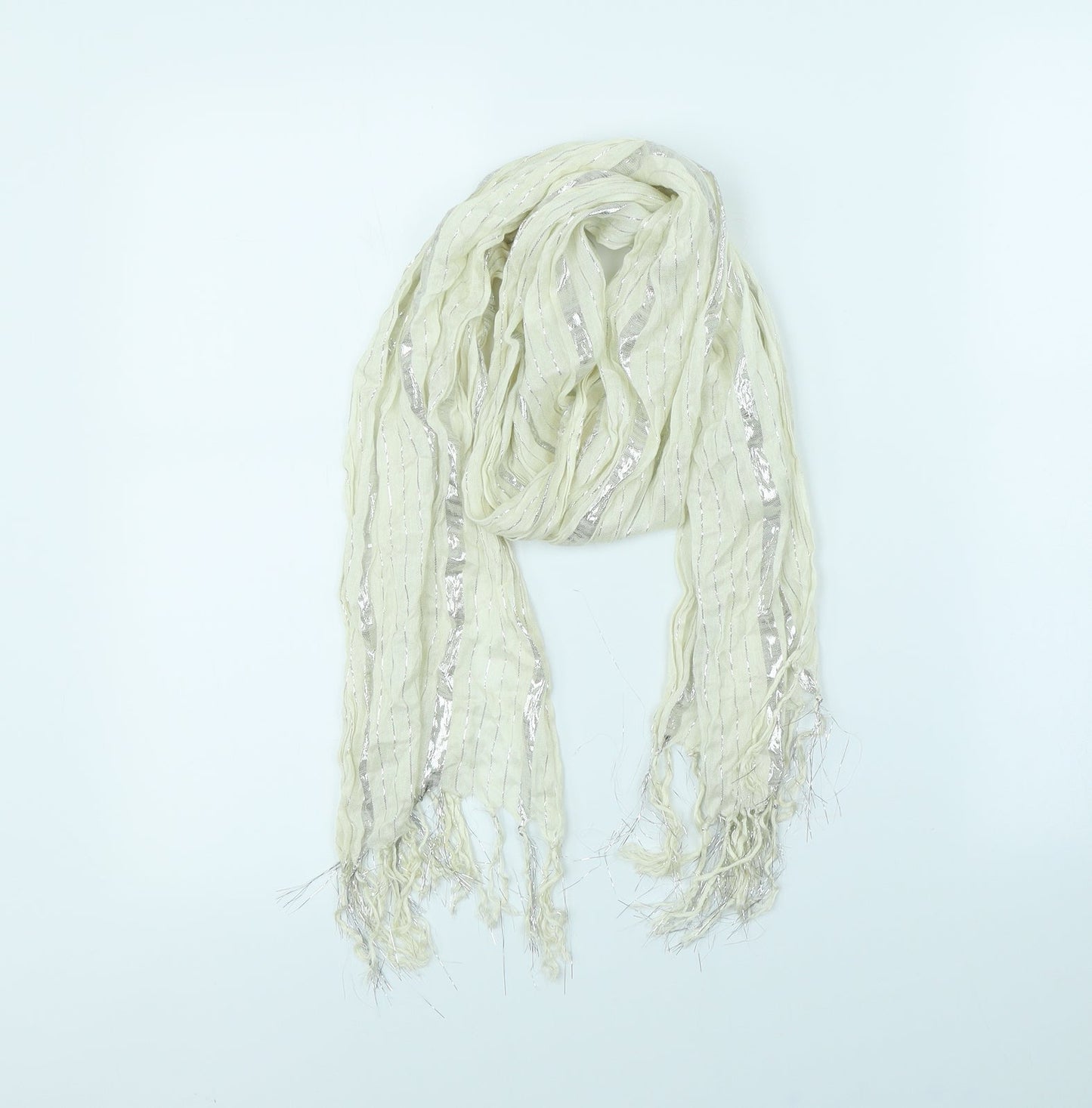 Preworn Womens Yellow Striped Scarf