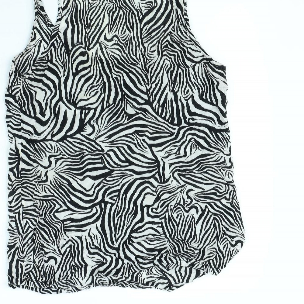 Zara Womens White Animal Print Basic Tank Size M