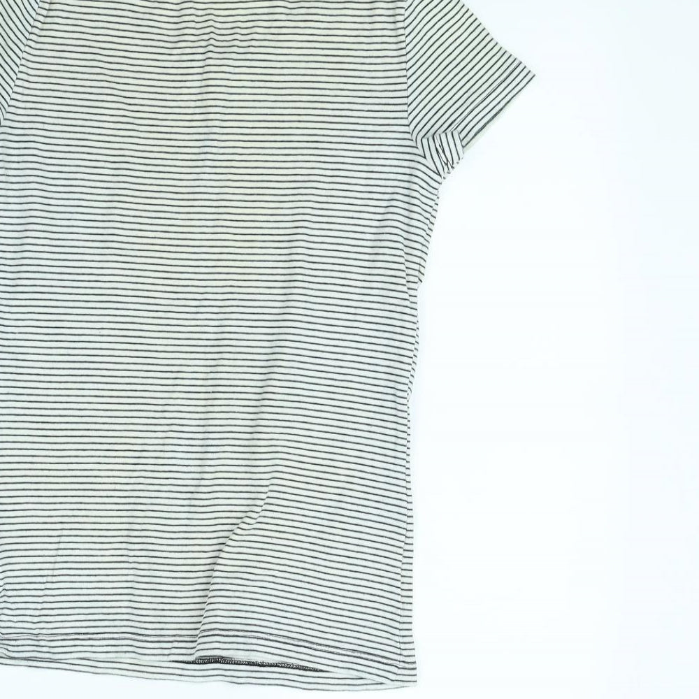 Mango Womens White Striped Basic T-Shirt Size M