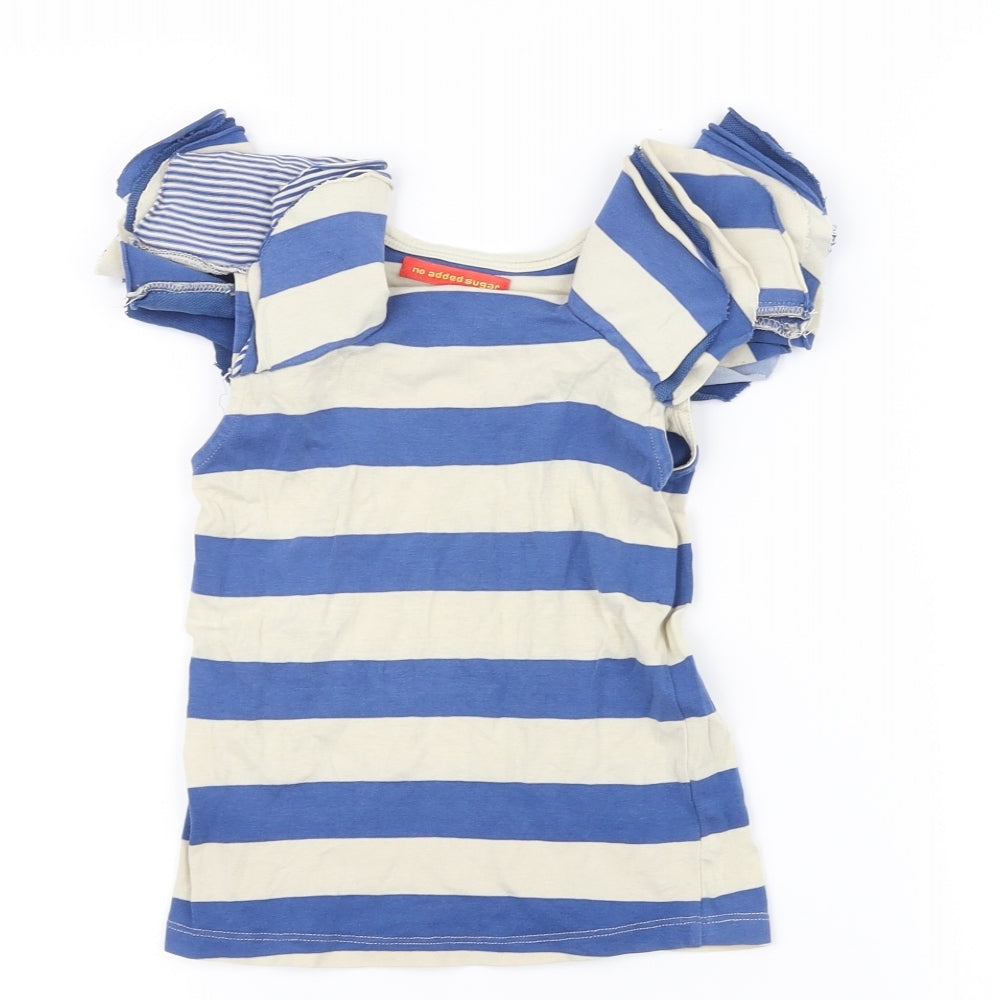 Preworn Boys Blue Striped Basic T-Shirt Size 5-6 Years