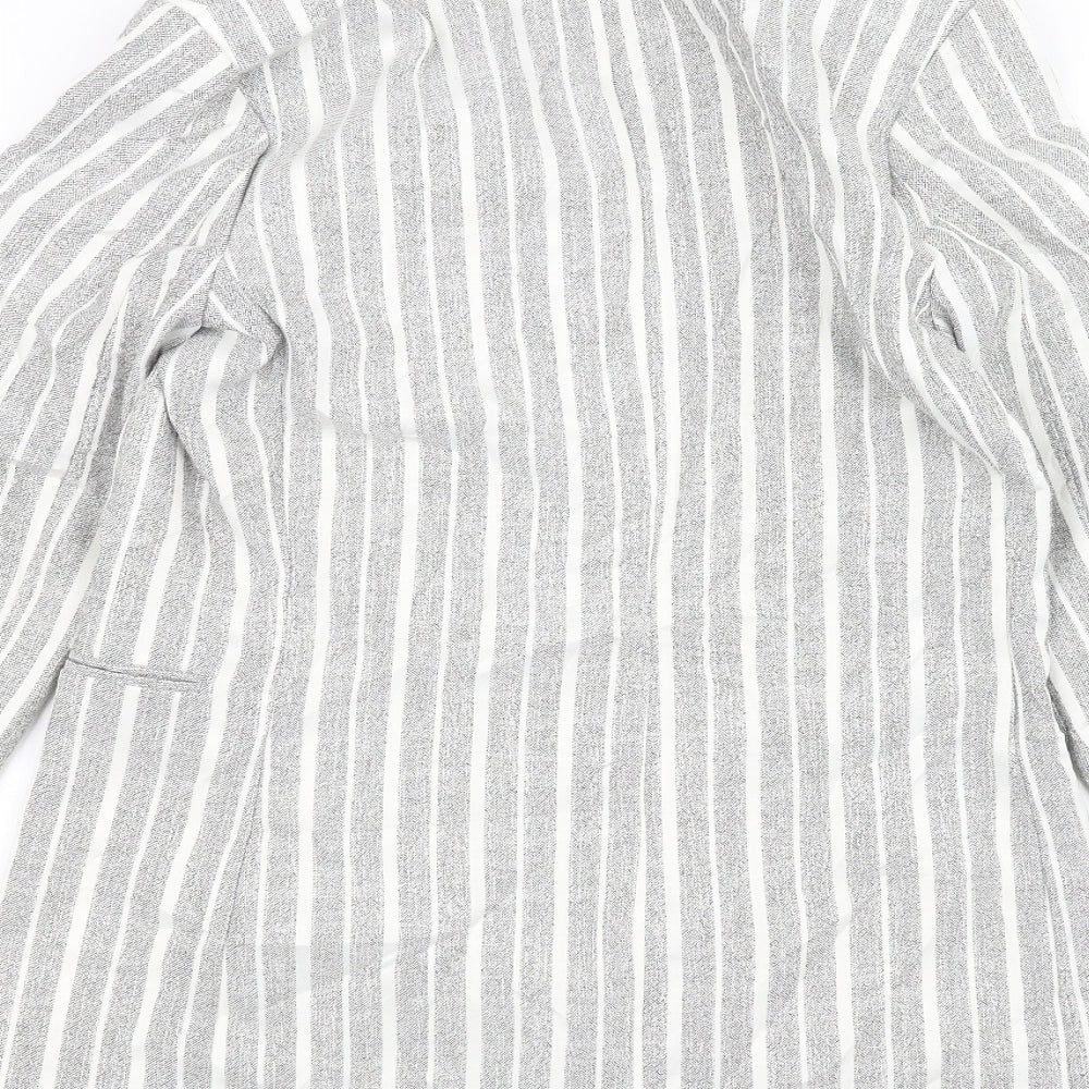 H&M Womens Grey Striped Jacket Size 8