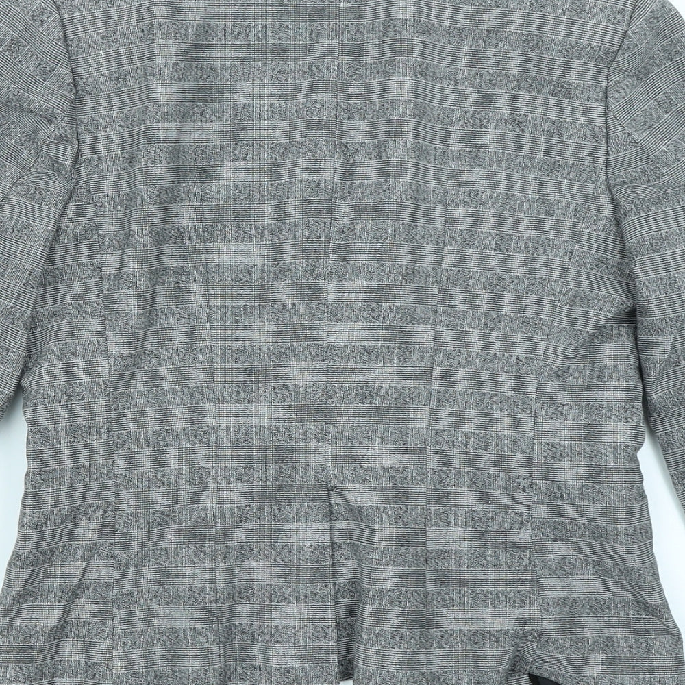 H&M Womens Grey Check Jacket Blazer Size 10