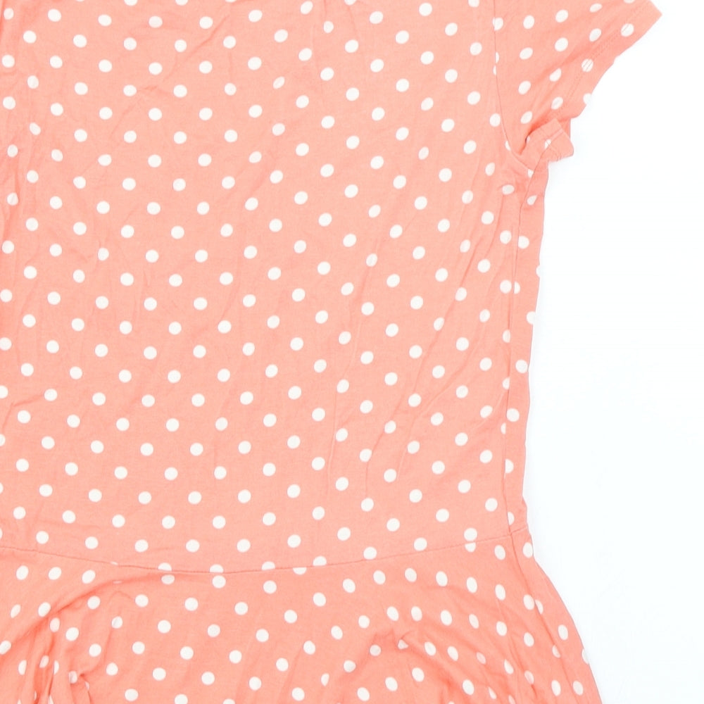 Papaya Womens Pink Polka Dot Basic T-Shirt Size 8