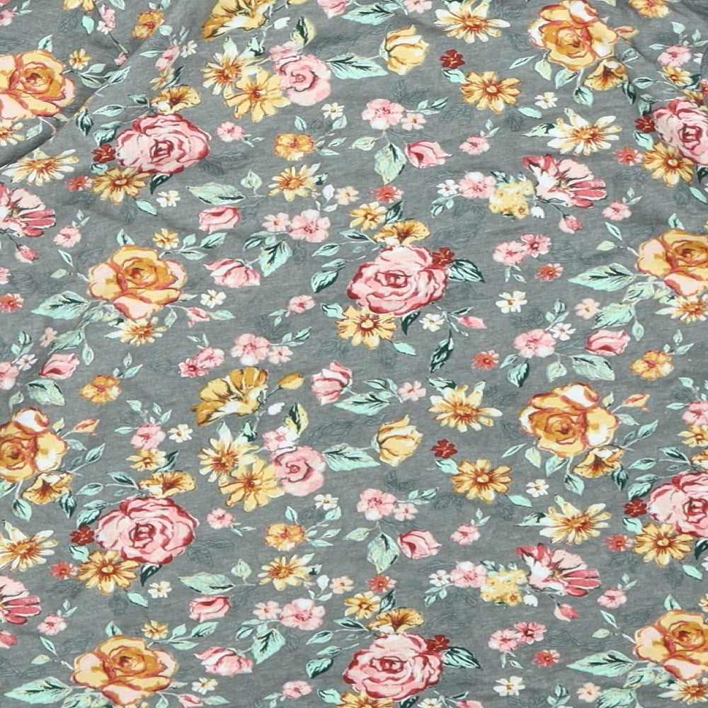 Nutmeg Girls Grey Floral Basic T-Shirt Size 8-9 Years