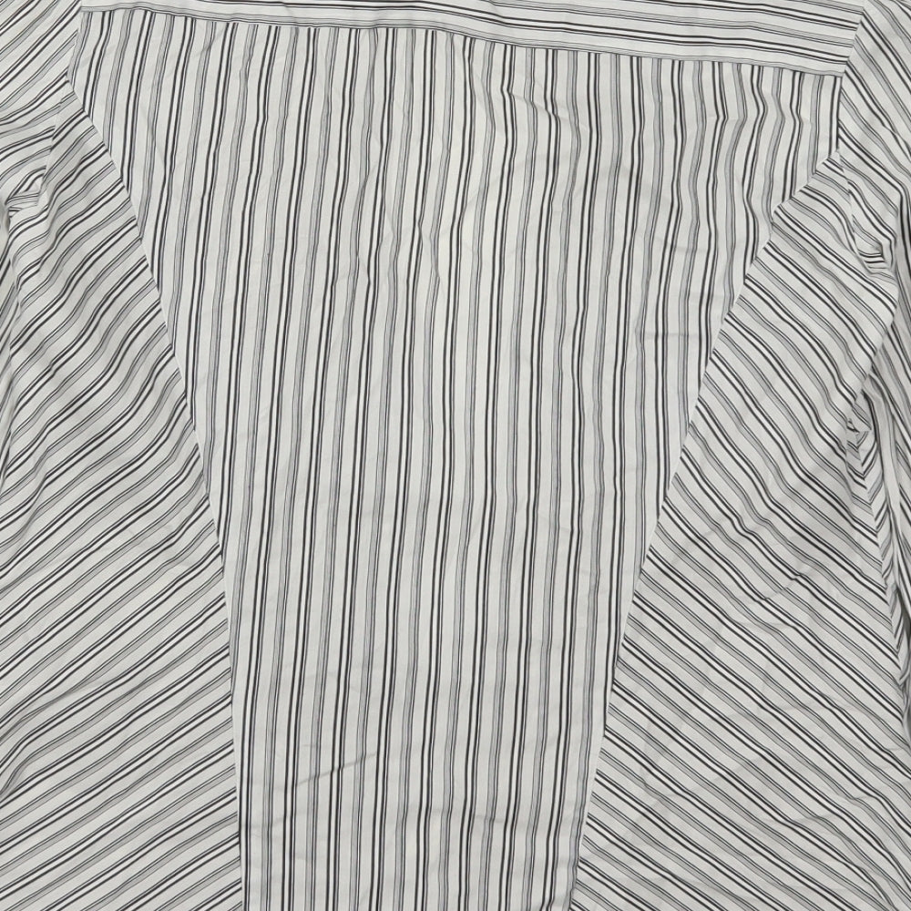 Wallis Womens Grey Striped Basic Button-Up Size 12