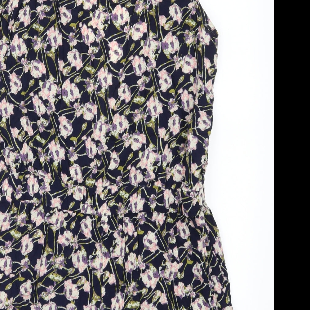 See U Soon Womens Blue Floral Playsuit One-Piece Size L L3 in