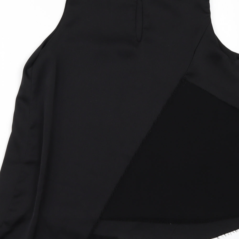 Topshop Womens Black Camisole Blouse Size 8 - SHAPED FRAYED HEM