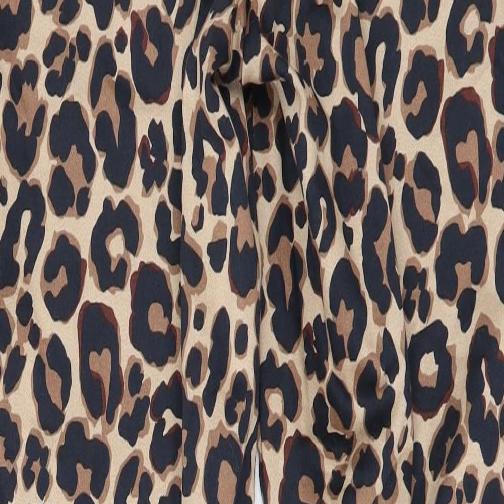 H&M Womens Brown Animal Print Trousers Size 8 L27 in