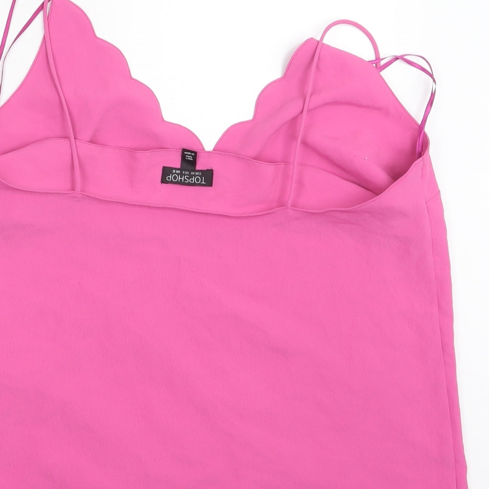 Topshop Womens Pink Mesh Basic Blouse Size 12