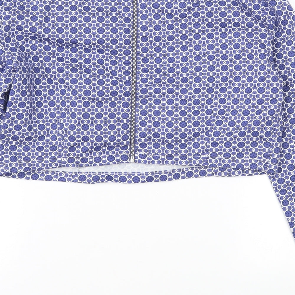 ASOS Womens Blue Geometric Cropped Blouse Size 16