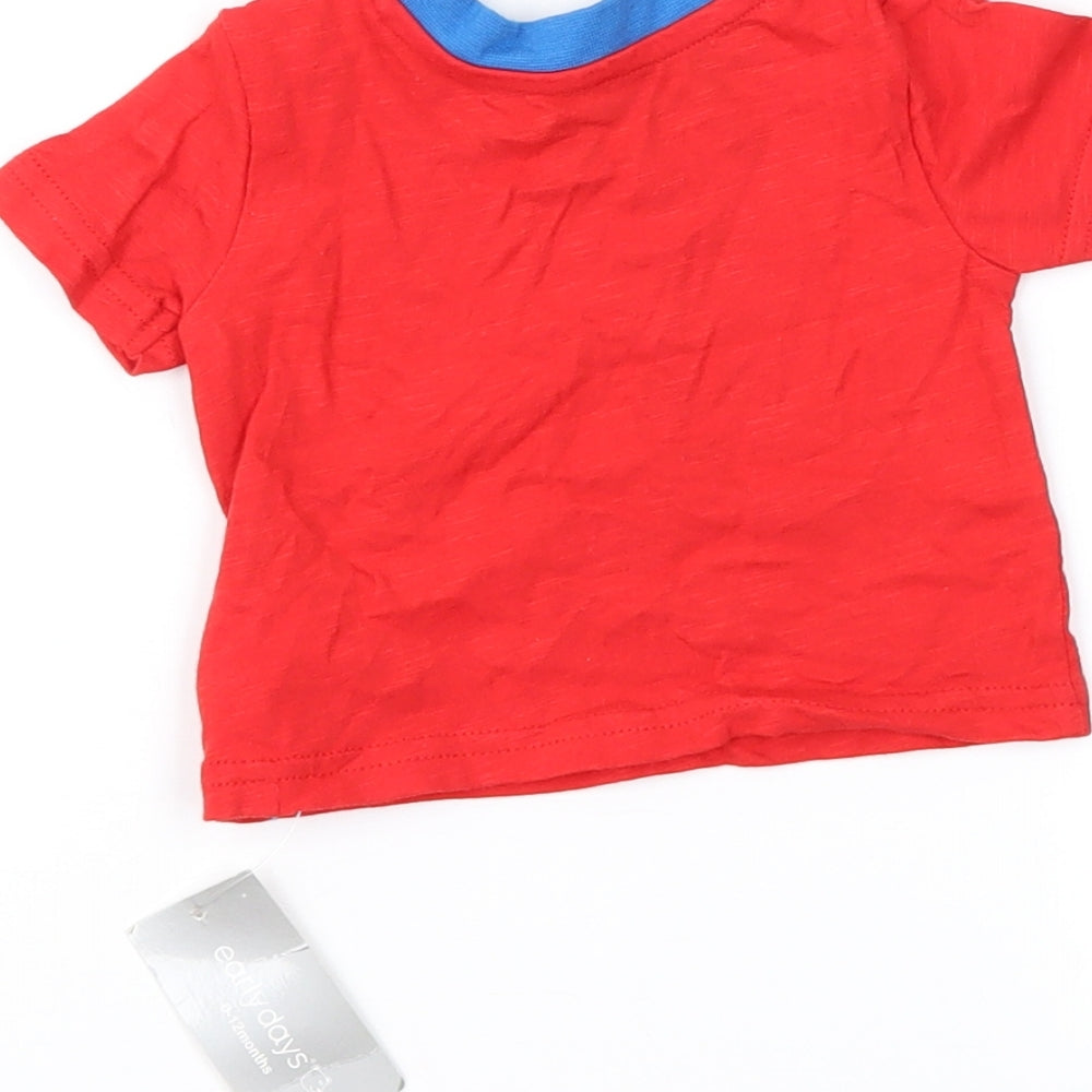 Earlydays Boys Red Basic T-Shirt Size 0-3 Months