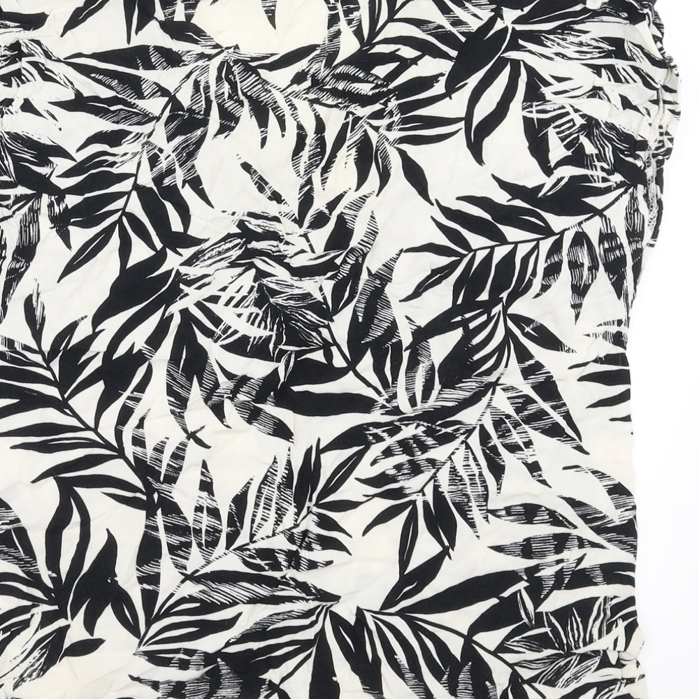 Primark Womens Ivory Floral Basic Blouse Size 10 - Leaf Pattern