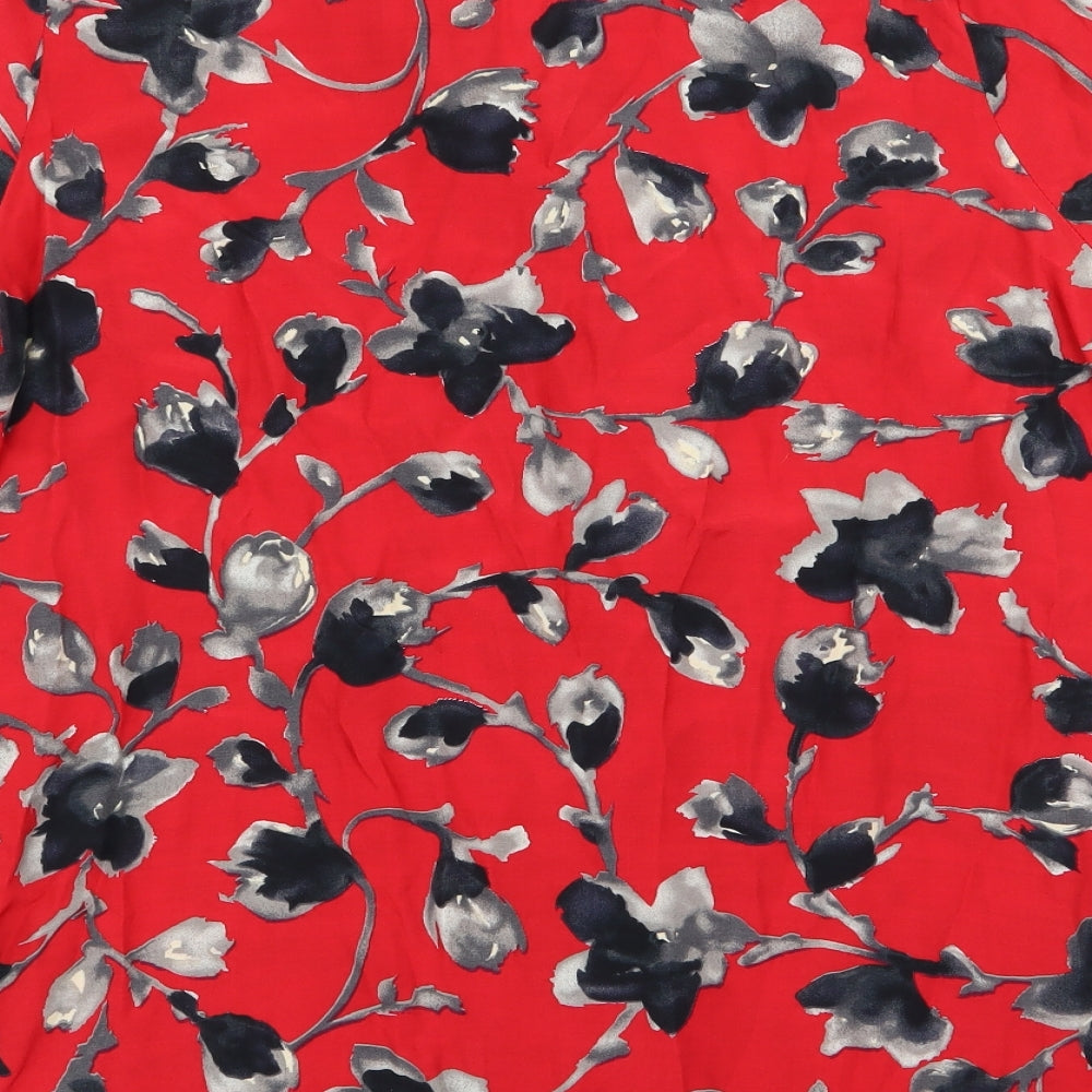 OPUS Womens Red Floral Basic Button-Up Size 16