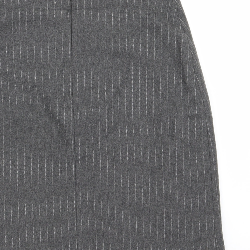 Kit Womens Grey Striped A-Line Skirt Size 10