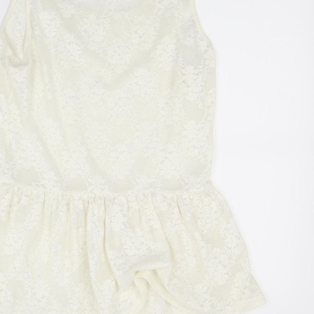 Zara Womens White Floral Tunic Tank Size M