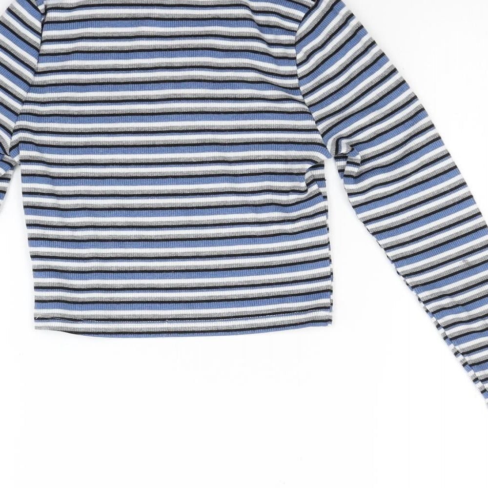 New Look Girls Blue Striped Pullover Sweatshirt Size 9-10 Years