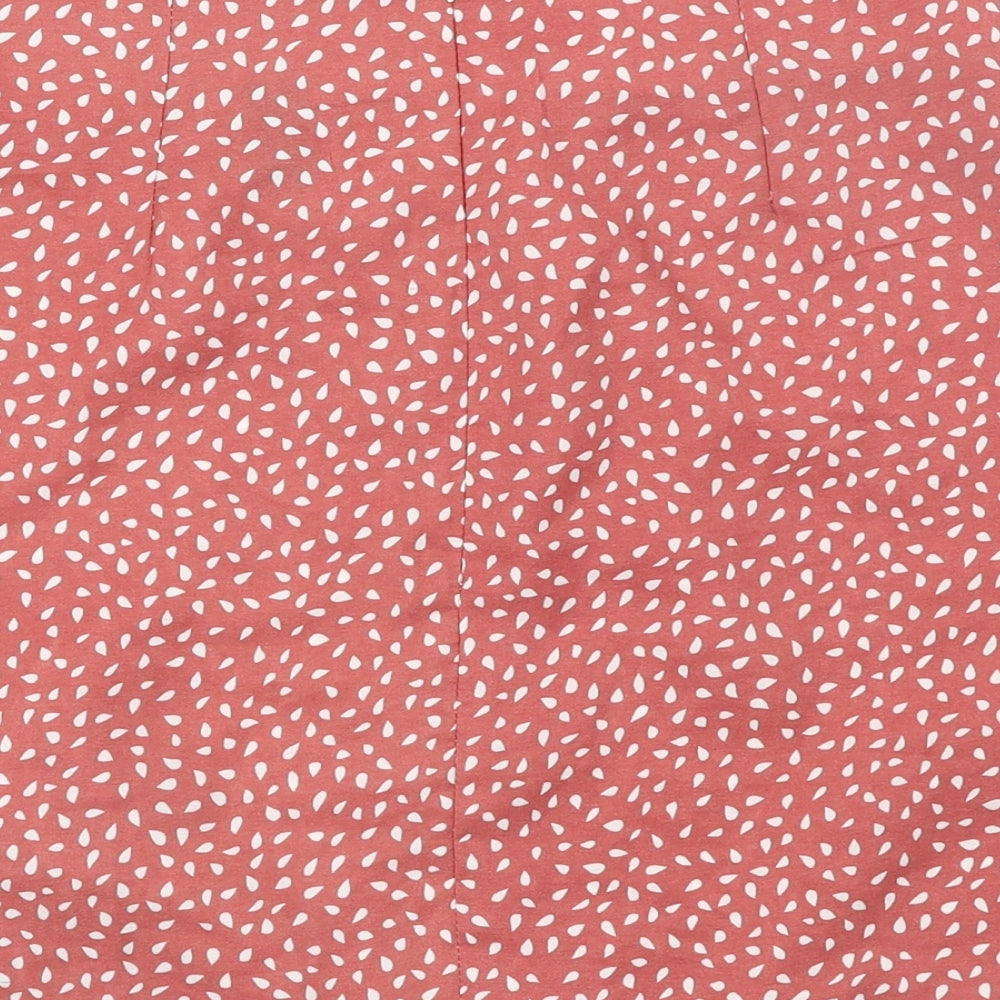 SheIn Womens Pink Polka Dot A-Line Skirt Size L