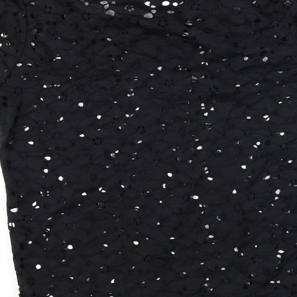 New Look Womens Black Floral Basic T-Shirt Size 8