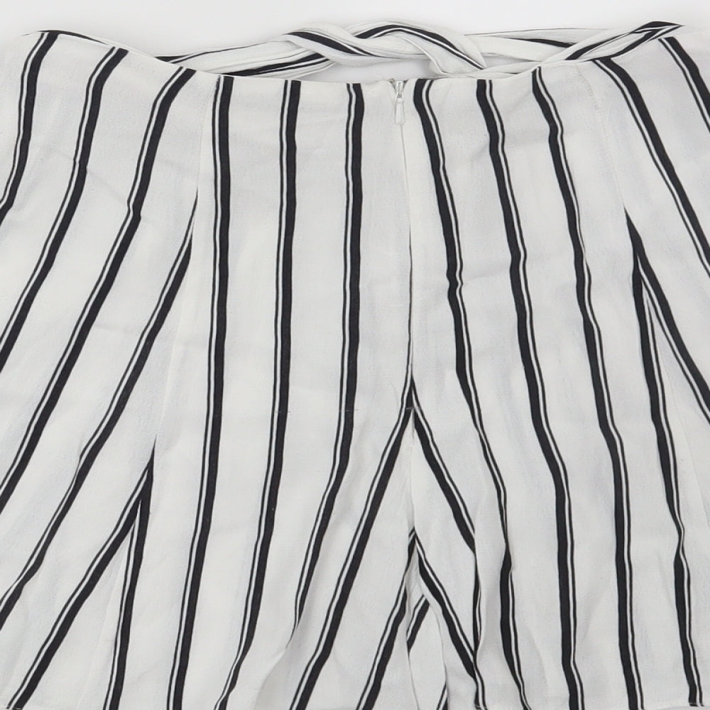 Miss Selfridge Womens White Striped Hot Pants Shorts Size 6