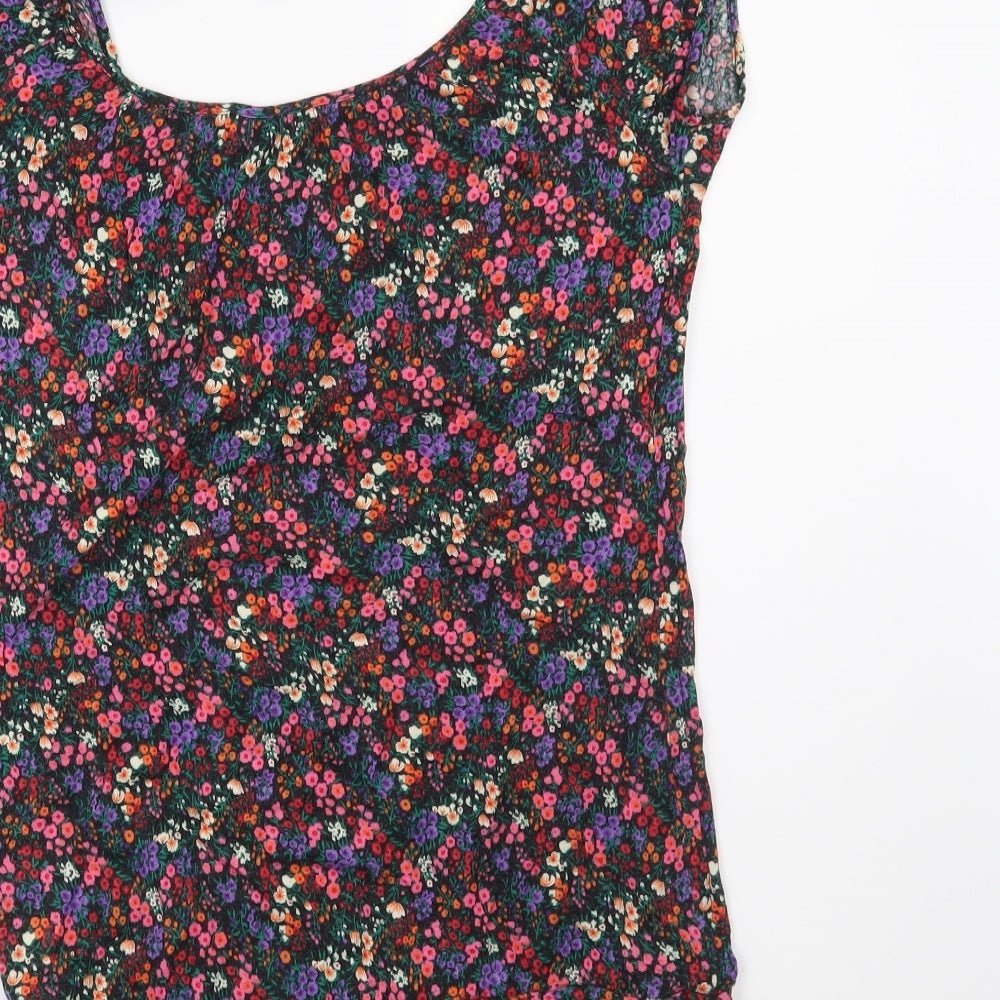 New Look Womens Black Floral Basic Blouse Size 10