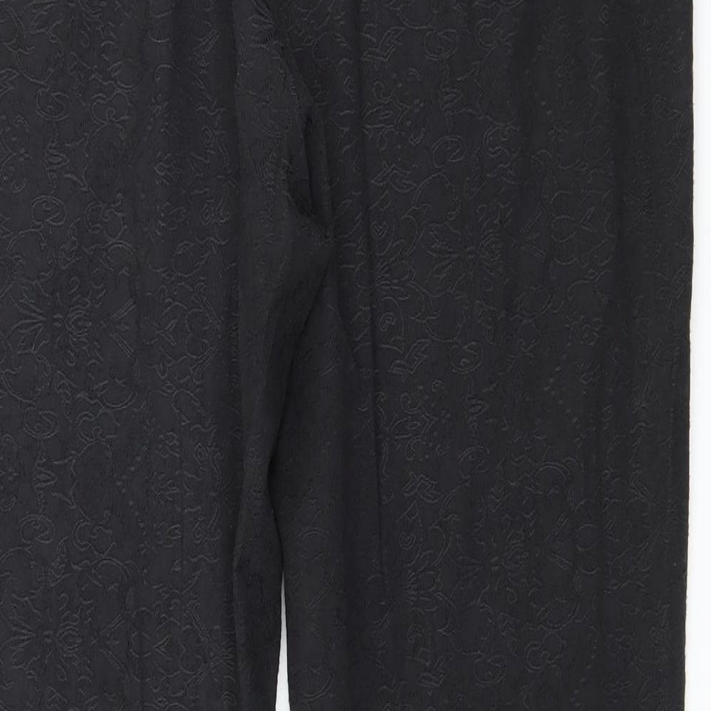 F&F Womens Black Floral Trousers Size 14 L28 in